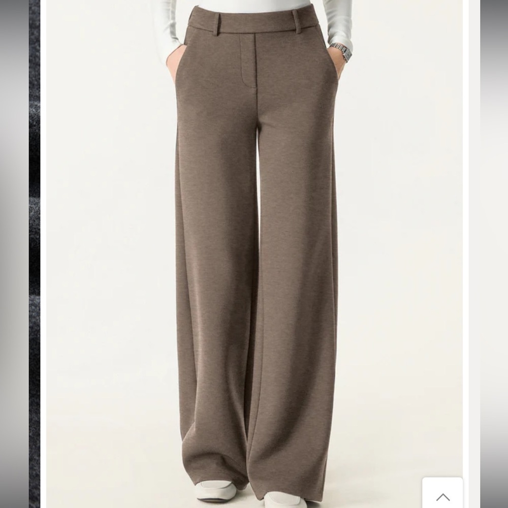 OGL Heather Milk Chocolate Stretchy Mid Rise Straight Leg Pull-on Pants